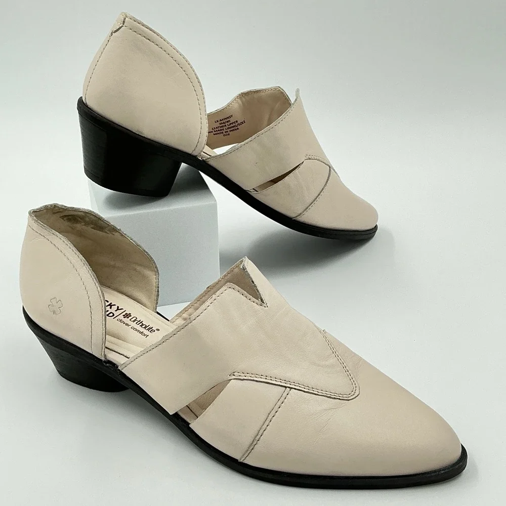 Lucky Brand Size 9 Beige Leather D'Orsay Block Heel Shooties NEW Minnsy $99